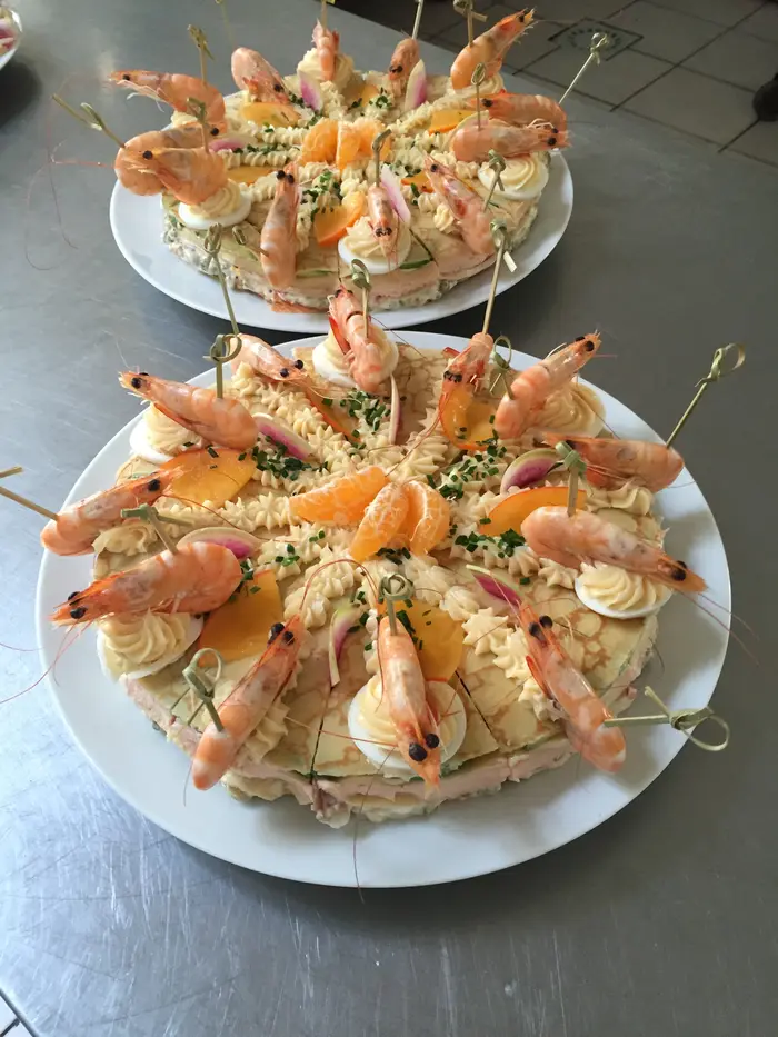 Plateau de crevettes en présentation